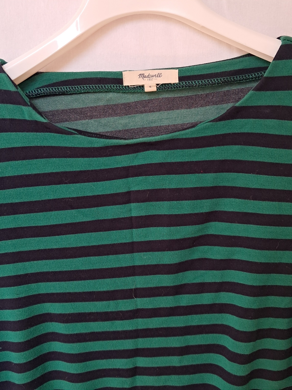 Madewell Striped Long Sleeve Top Green Navy Blue‎ Crew Neck Small - Picture 4 of 8